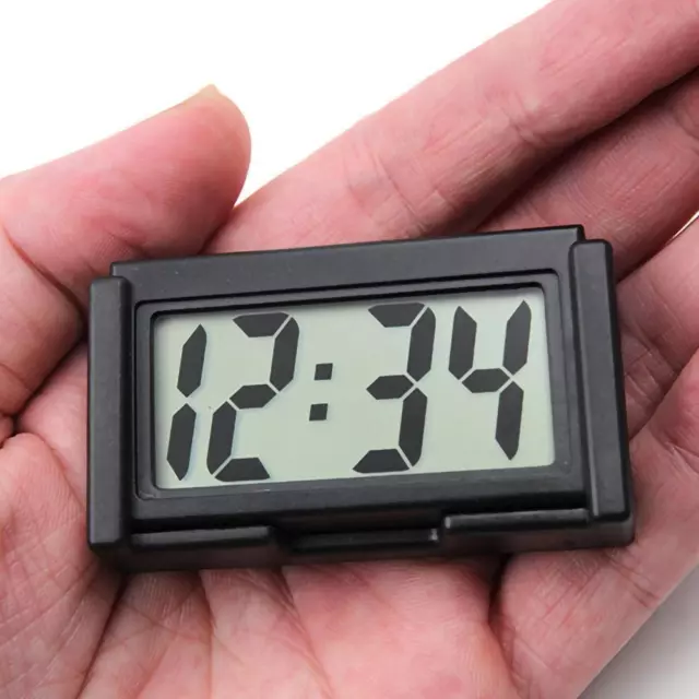 Mini LCD Screen Digital Clock Self-Adhesive Car Auto Interior Desk T9E2