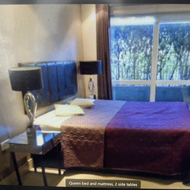 1 QUEEN SIZE bed with mattress and 2 side tables £12.52 PicClick UK