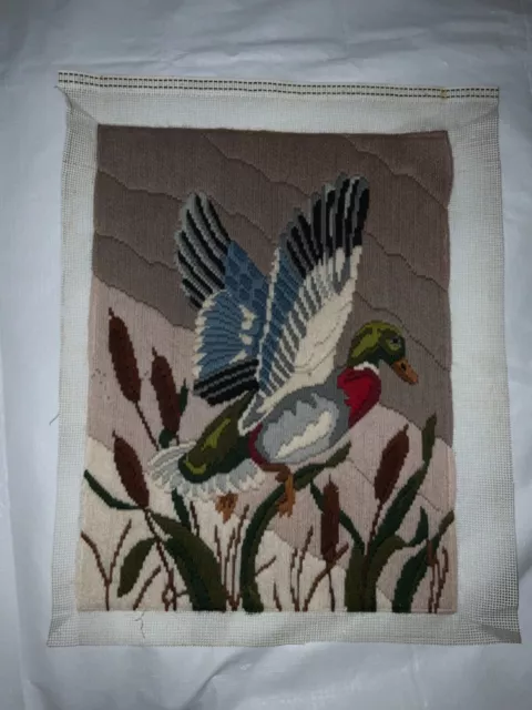 Bordado Crewel Pato Mallard Acabado De Colección