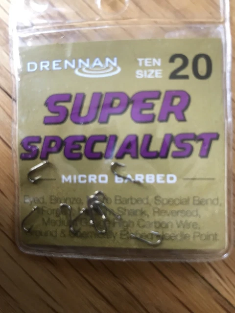 Drennan Super Specialist - Size 20 Micro Barbed Hooks -  Fishing