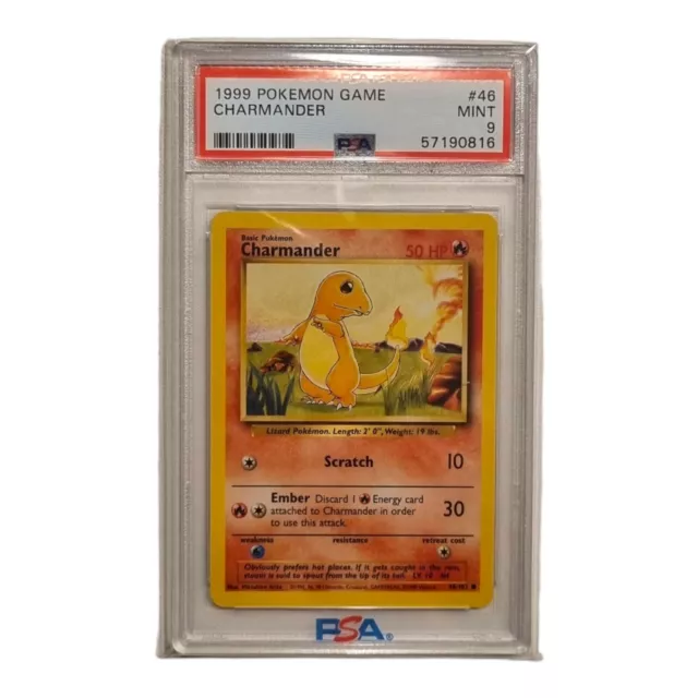 Pokemon Charmander #46 Base Set 1999 English PSA 9 MINT Sammler graded tcg