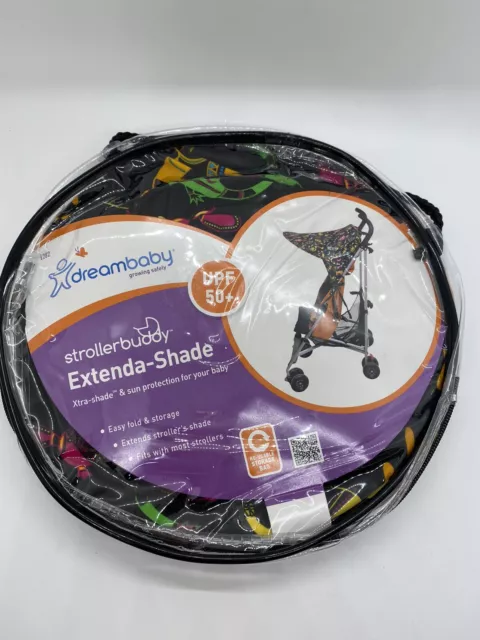 Dream Baby Stroller Buddy Extenda Shade UPF 50 Art Deco Lizard Print NEW