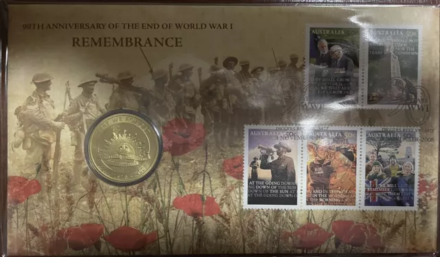 PNC Australia 2008 Remembrance 90th Anniversary End WW1 Perth Mint $1 Coin