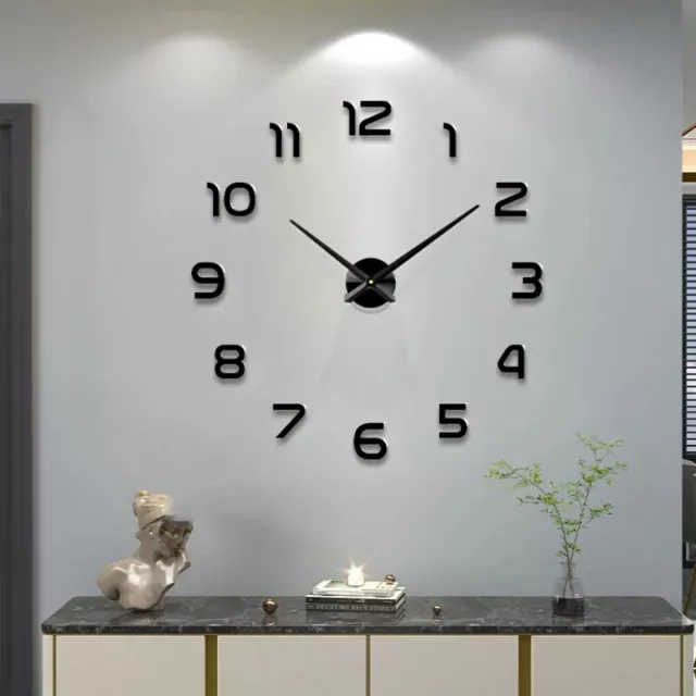 Grande Horloge Murale à Quartz 3D Autocollant Miroir, Bricolage, Bricolage, Déco