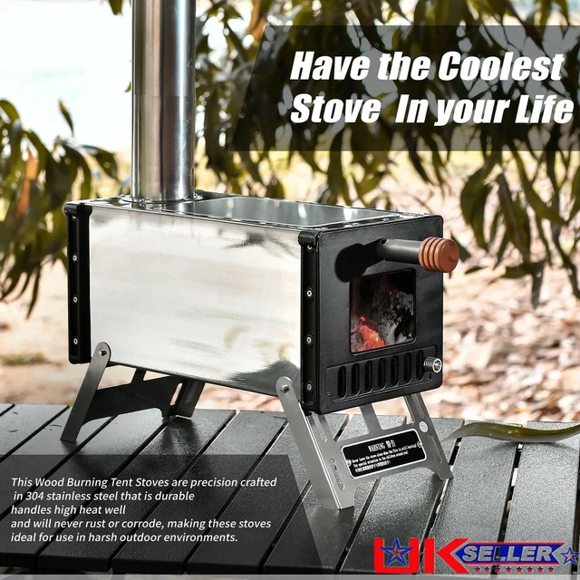 PORTABLE TENT WOOD Stove with Chimney Pipes Camping Wood Burning Stove