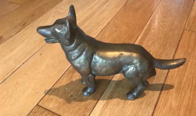 Vintage Solid Brass German Shepherd Alsation Dog Heavy Cage18