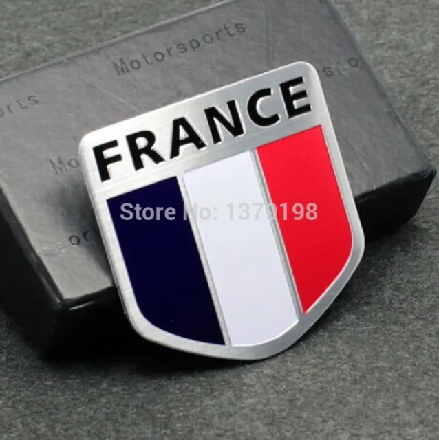 Sticker 3D drapeau France en métal pour voiture adhésif autocollant