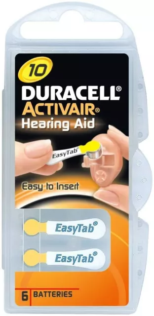 Duracell Activair Mercury Free Hearing Aid Batteries size 10 YELLOW 60 batteries