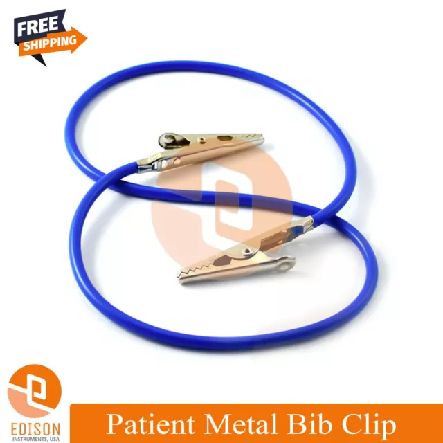 Dental Patient Metal Bib Clip Crocodile Napkin Holder Silicon Stretch Chain Ball