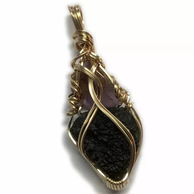 Moldavite Avec Super Sept Pendentif Cristal Véritable Tektites Drapé M7G