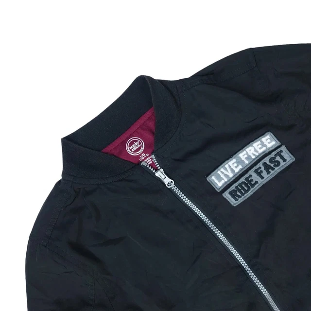 Wonder Nation Bomber Jacket Girls Black Years 10 - 12 Full Zip Crew Neck Coat