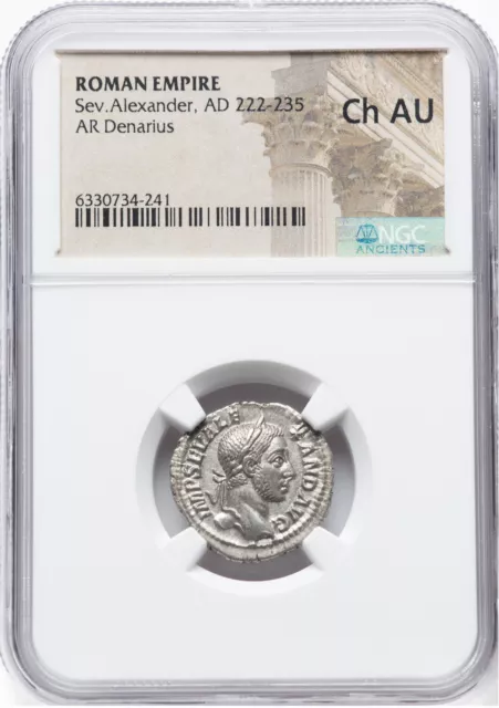 Roman Empire - Severus Alexander - AD 222-235 - Silver Denarius - NGC Ch AU