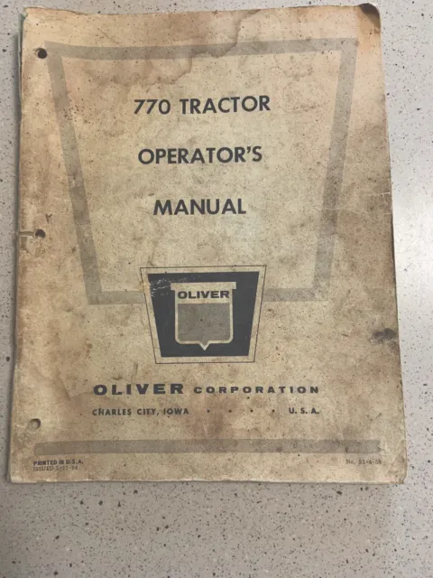 Oliver 770  Tractor Operator's Manual Owners Book Maintenance 1964 Original