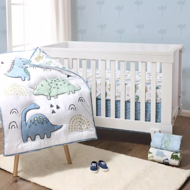 Blue Dinosaur 5 Piece Microfiber Baby Boy's Crib Bedding Set by The Peanutshell