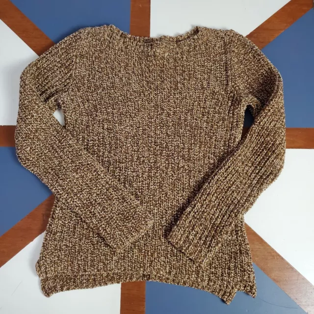 Vintage Ralph Lauren LRL Sweater Women Medium Marled Brown Cable Knit Y2K Cotton
