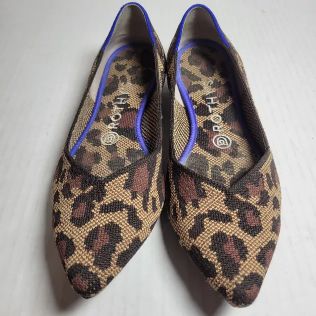 Rothy’s The Point Flats Shoes Size 8.5 In Wild Cat Leopard Print