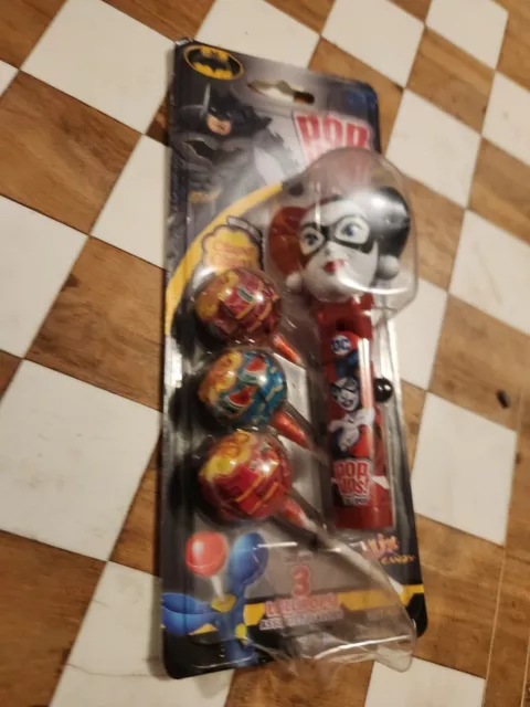 DC Harley Quinn Dispenser Pop Ups Lollipops includes 3 lollipops Brand New