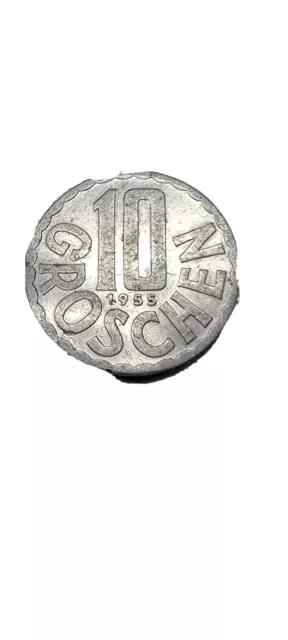 Austria 10 Groschen 1955 Aluminum KM#2878 UNC