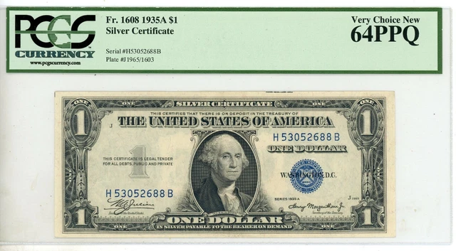 1935 A $1 Silver Certificate FR 1608 PCGS 64 PPQ  # 2688