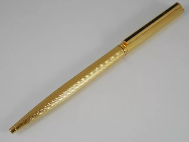 dunhill Gemline Gold Plated Marble Brown Clip Ballpoint Pen (d tassie) Excellent
