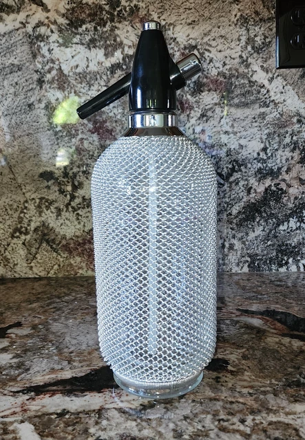 Large Glass SODA SIPHON - Seltzer Bottle with Wire Mesh