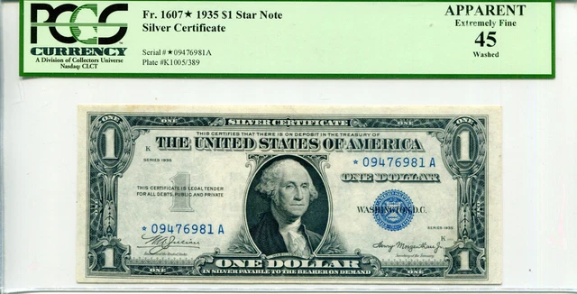 1935 $1 Silver Certificate FR#1607* PCGS Apparent 45 *Star* Serial #*09476981A