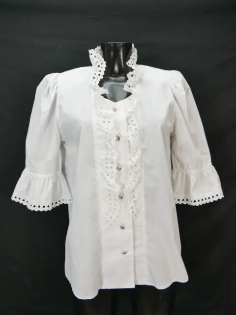Camicia folcloristica taglia 38 bianca camicetta per Dirndl Erwastil con pizzo TB9227