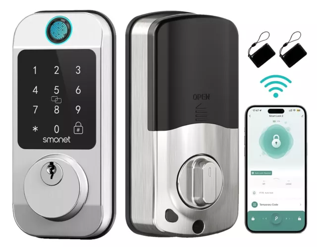 Smart Door Lock WiFi Fingerprint Deadbolt Keyless Entry Digital Keypad Bluetooth