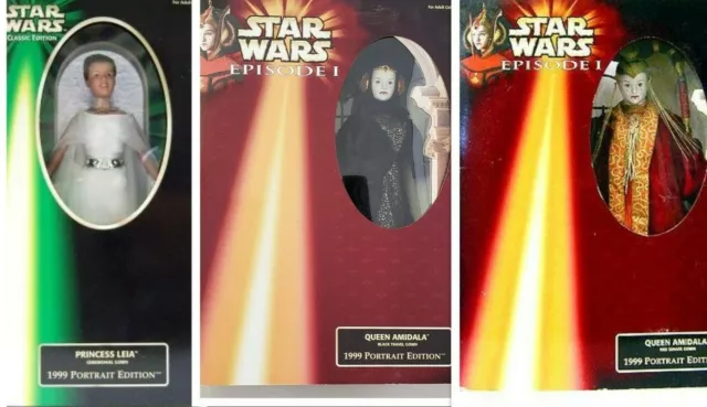 Star Wars 3 Doll 12" Barbie Collection Of Princess Leia And Queen Amidala