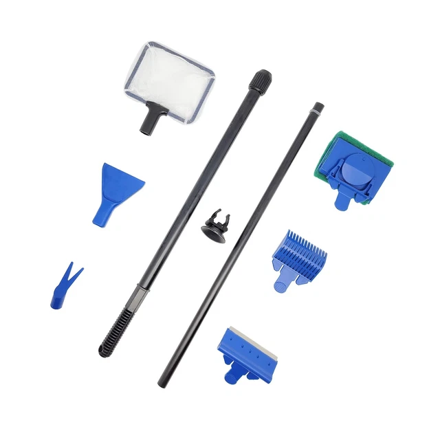 Fish Tank Cleaning Tools 5 in 1 Aquarium Clean Set Fish Net Gravel Rake Algae...