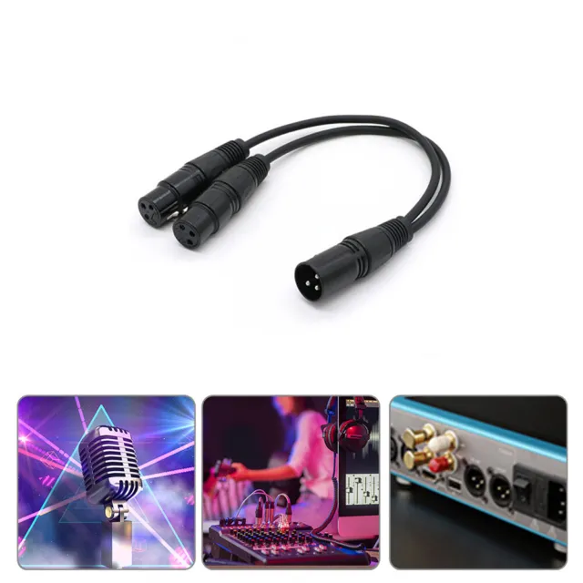 1× 3-Pin XLR Male to Dual XLR Female Cable Y Cord Microphone Splitter Cable 0.3m