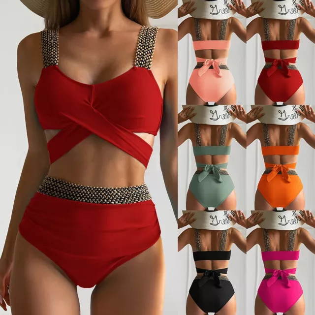 Make A Splash with These Women's Wrap Bikini Set with High Waisted Bottoms