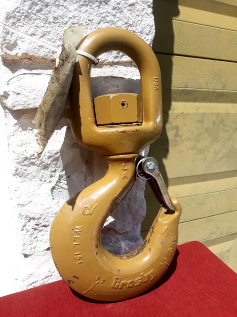 Crosby Crane Swivel Hook W/ Latch 15 Ton Alloy Usa Commercial Nos Oem Rare Crosby Crane Swivel Hook W/ Latch 15 Ton Alloy Usa Commercial Nos Oem Rare