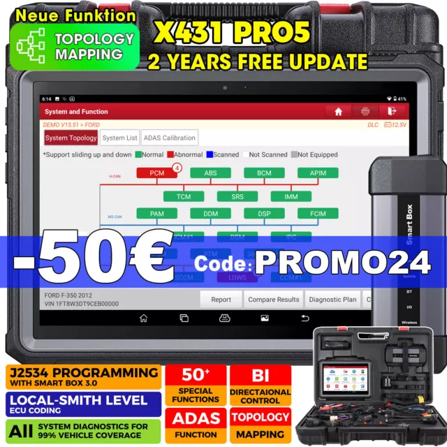 LAUNCH X431 PRO 5 PAD V OBD2 Outil Diagnostic Tous Système Programmation Clé ECU