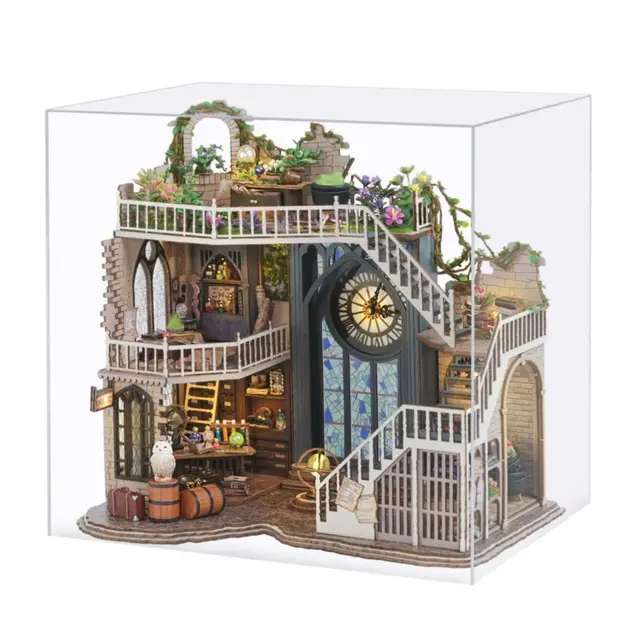 Wood Miniature Dollhouse Creative Wooden House for Kids Adults Boys Girls