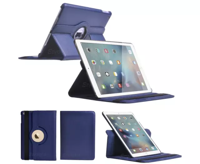 Dark Blue 360°Rotating Smart Wake up Flip Leather Case Cover for New Apple Ip...