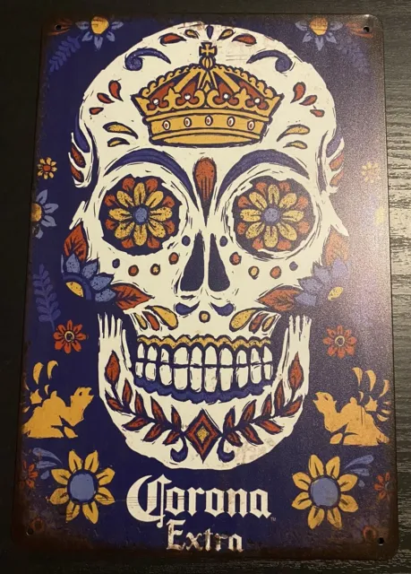 Corona Extra Beer Sign - Sugar Skull Dia De Los Muertos - Mexican Lager Mexico