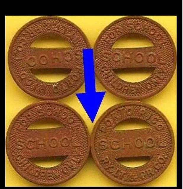 SCHOOL CHILDREN Porto PUERTO RICO 1926 transit FAT token coin Ficha Vale Moneda
