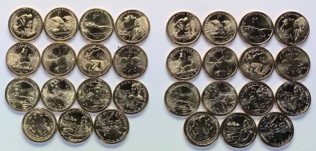 2009 - 2023 Mint Roll Sacagawea Native American 60 Coin PD BU Set wPosition A&B