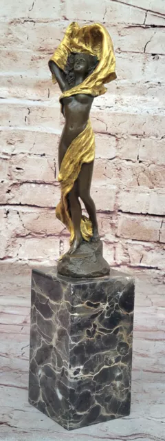 Art Deco Mid Century Nude Female Girl Woman Lady Bronze Sculpture by Miguel Lope