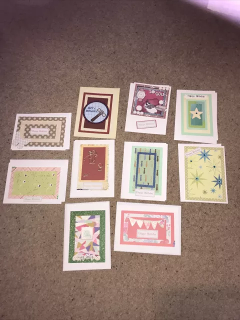 Pack Of 10 Hand Crafted Female & Male Birthday Cards & Envelopes