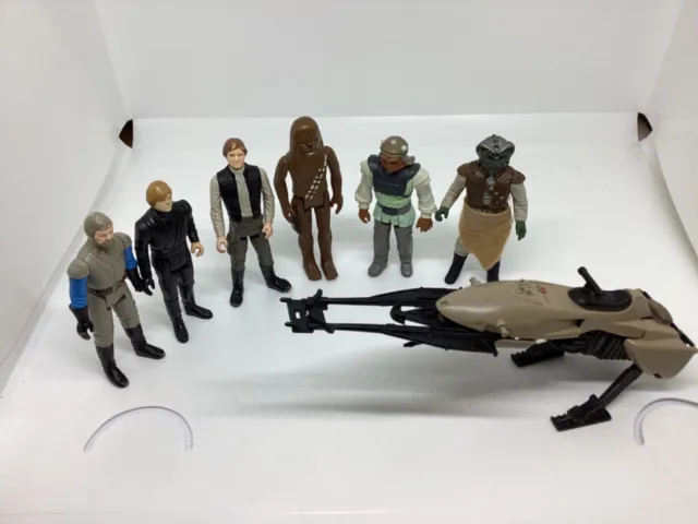 Vintage Star Wars Figures Job Lot Bundle x 6 chewbacca , Han , speeder bike etc