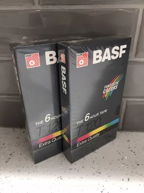 2 BASF Blank VHS Tape Standard 6 Hours T120 Extra Quality VCR, NEW