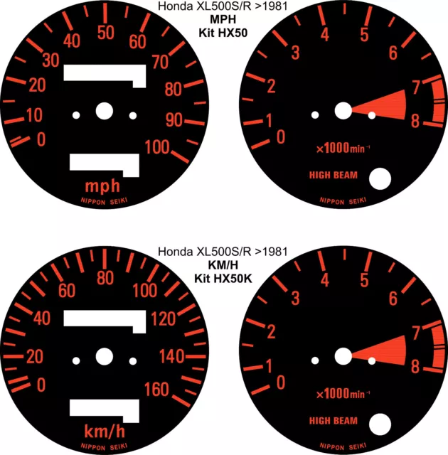 Honda Xl250R Xl500 Xl500S Xl500R Paris Dakar Speedo Tacho Clocks Gauge Face Kit