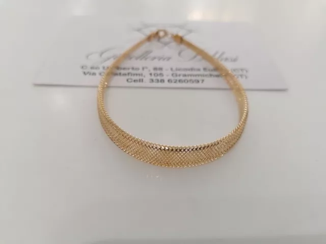 BRACCIALE Donna ORO GIALLO 18 Karati 750% Maglia Elastica Manifattura Italiana