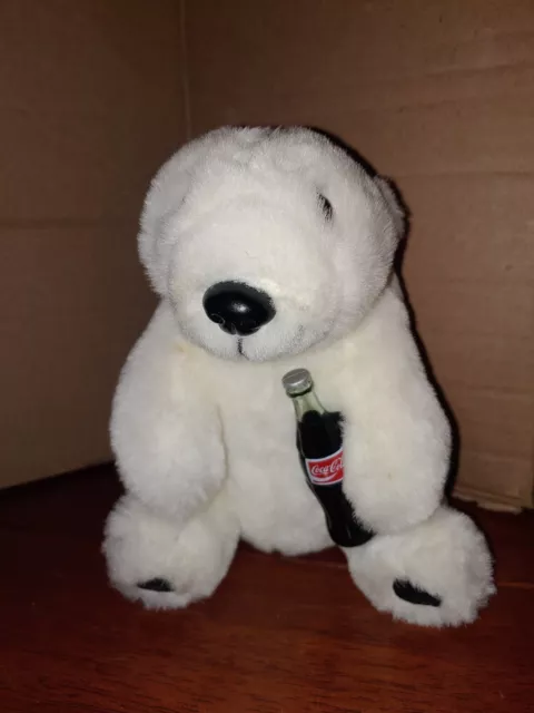 COCA-COLA BRAND Plush POLAR BEAR with Coke Bottle 7 Inches