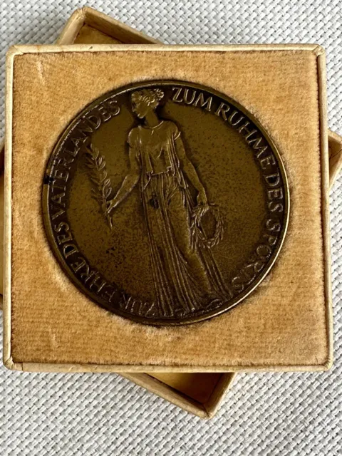 Vintage Berlin 1936 Olympic Games Bronze Medal / Coin In Original Box