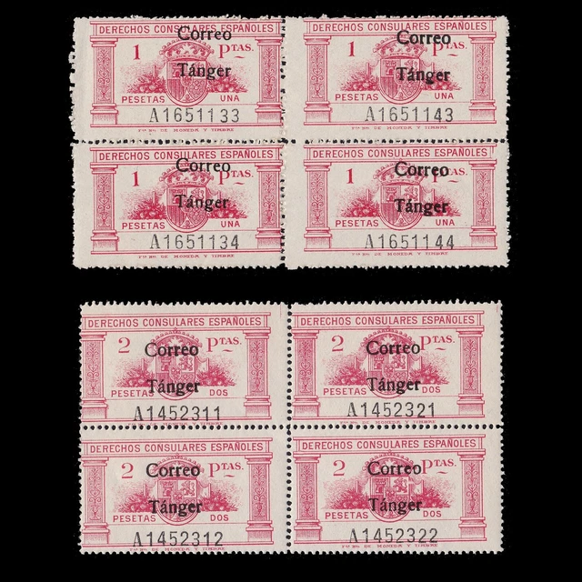 STAMPS, TANGER.1938.CONSULAR RIGHTS.1P-2P.MNH.BLQ4.EDIFIL 143-144 £69. ...