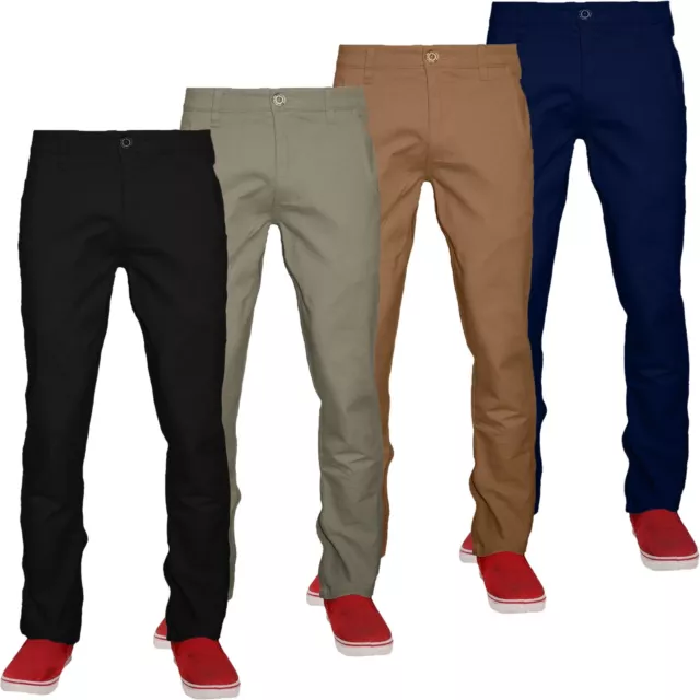 Ex-Brand Mens Chino Trouser Straight Leg Regular Stretch Relaxed Cotton Pants