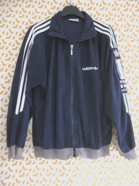 Veste Adidas One World Marine Vintage velour Jacket 80'S Homme - 168 / S